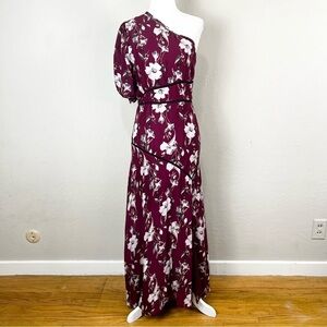 La Maison Talulah Cannes One Shoulder Burgundy‎ Floral Midi Dress Size 3XL